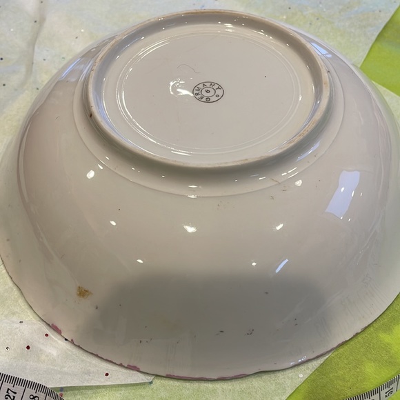 Hand painted decorative bowl, with gold and pink roses. Made in Germany. - Picture 5 of 9